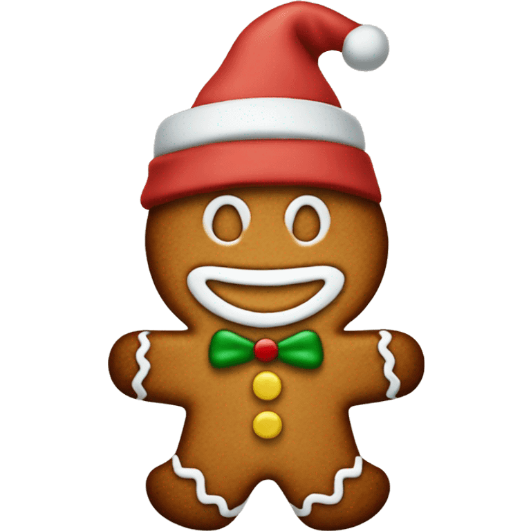 gingerbread man with a christmas hat emoji