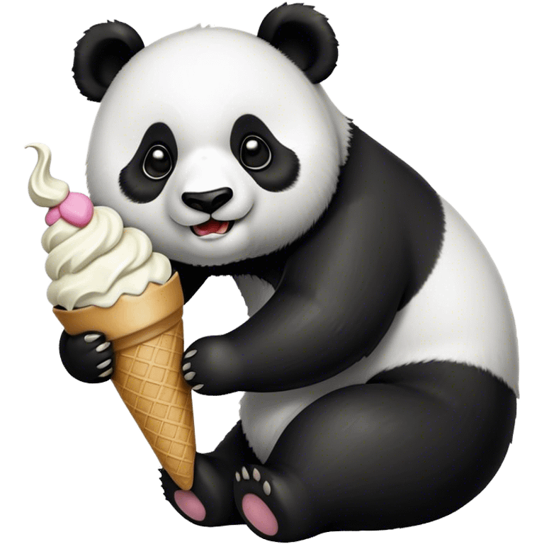 Panda eating ice cream emoji