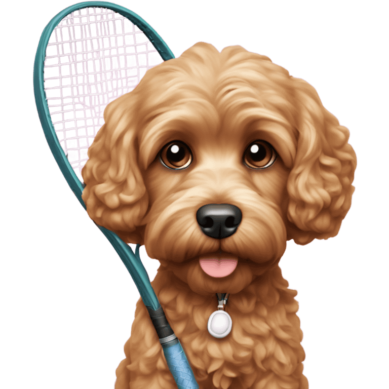 Cavapoo with a tennis racket  emoji