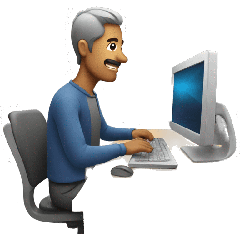 a man working on his computer and edit a video emoji