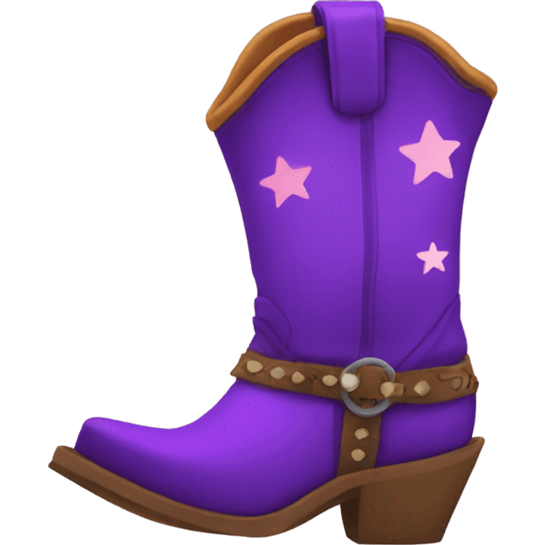 Putple cowboy boots with cute design emoji