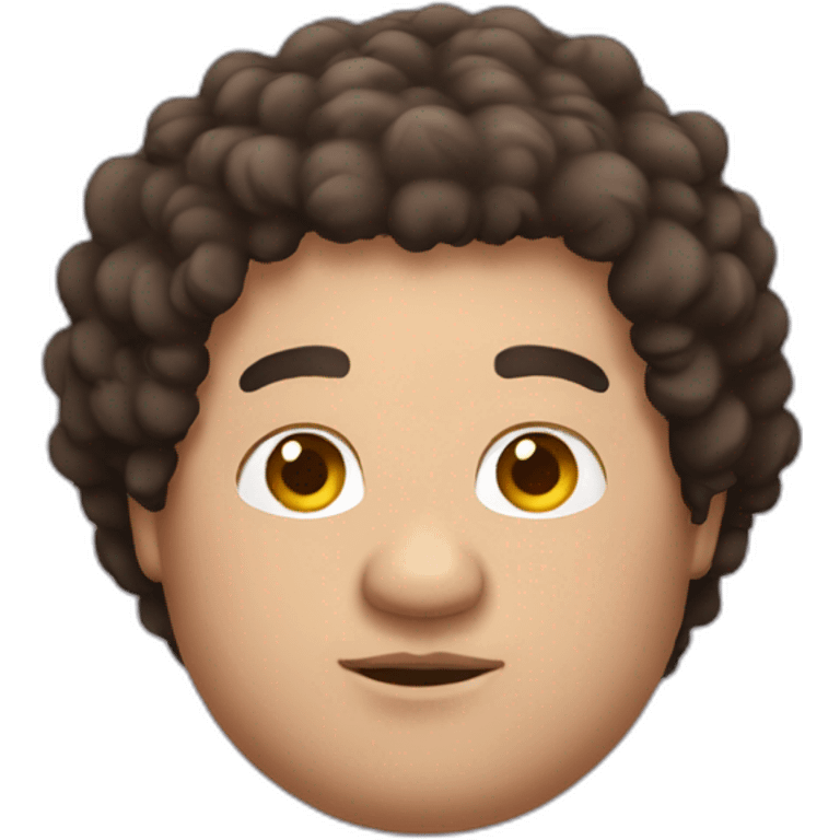 fat brunette man with fluffy hair emoji