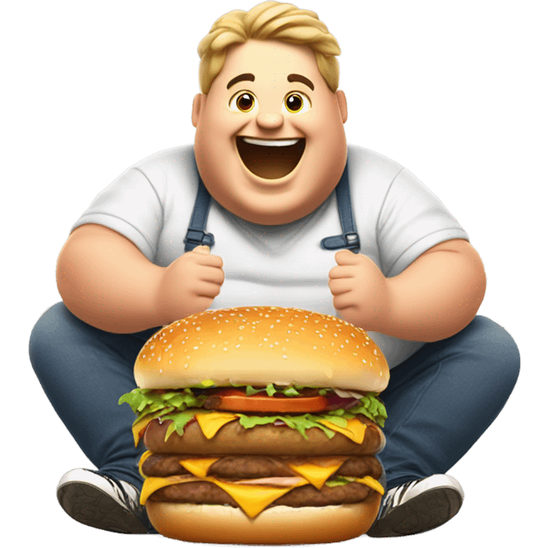 Fat man eating burger emoji