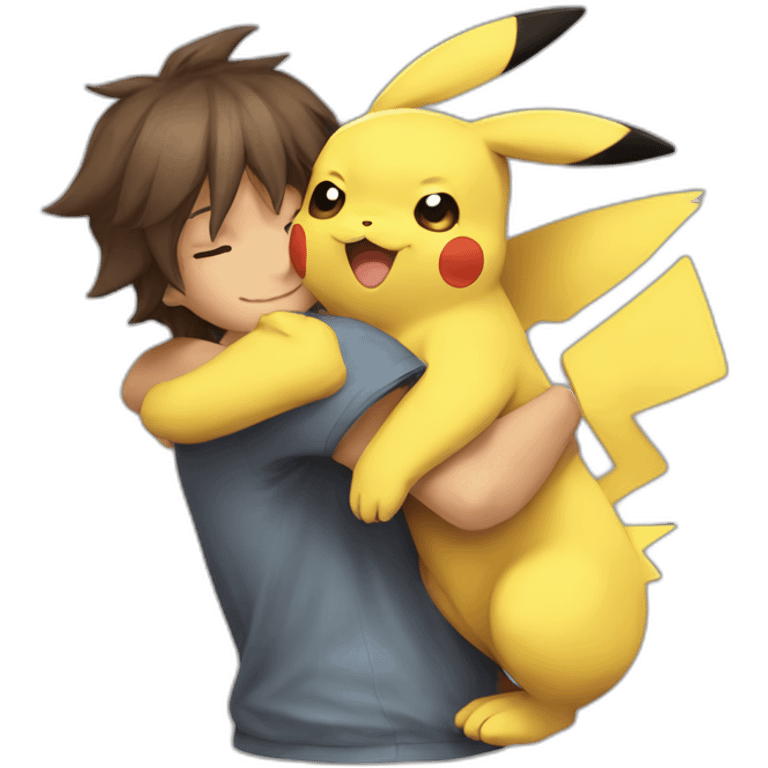 Pikachu hug Eevee emoji