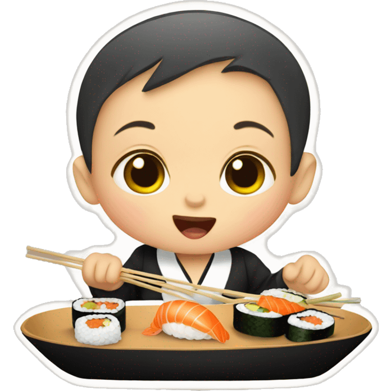 baby eating sushi emoji