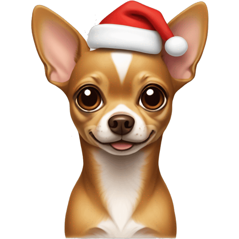 brown chihuahua with Santa hat emoji