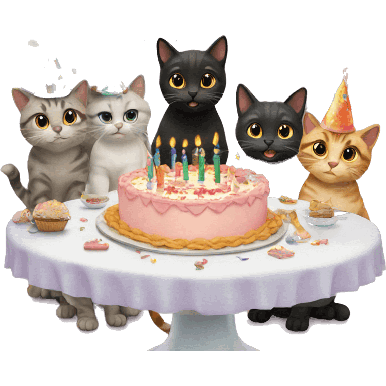 six cats birthday party emoji