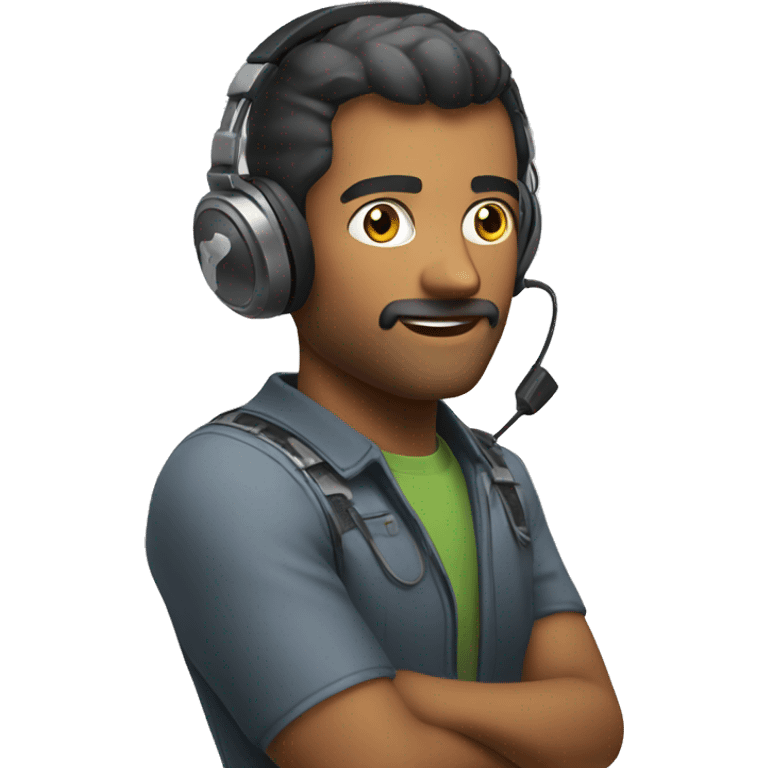 man talk with gaming headset turn in left emoji