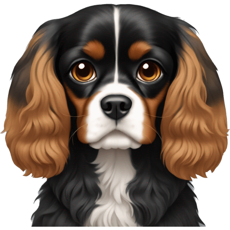 Cavalier Charles spaniel with all black fur. No brown fur  emoji