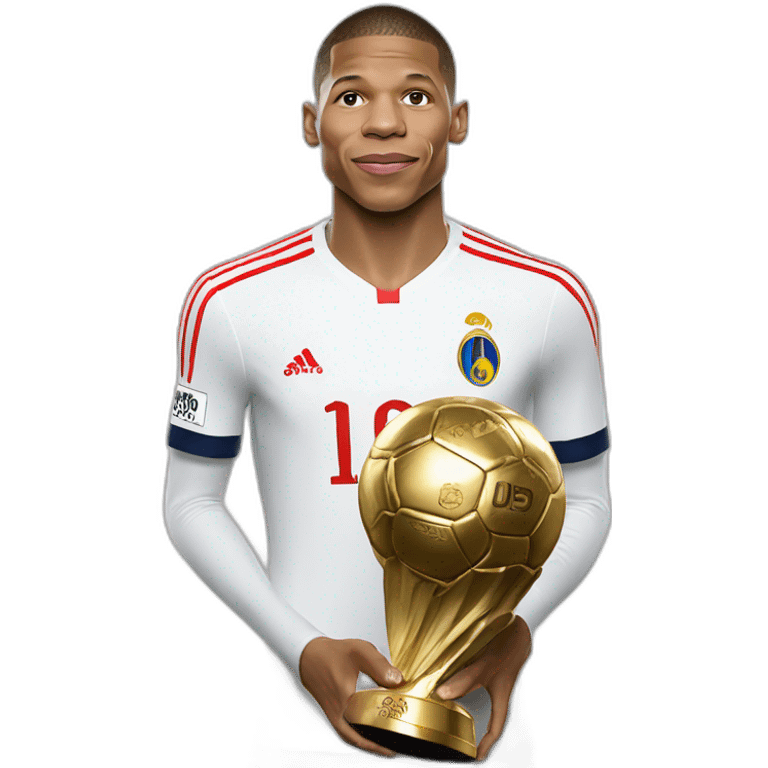 Mbappé qui fait un bisou au ballon d'Or emoji