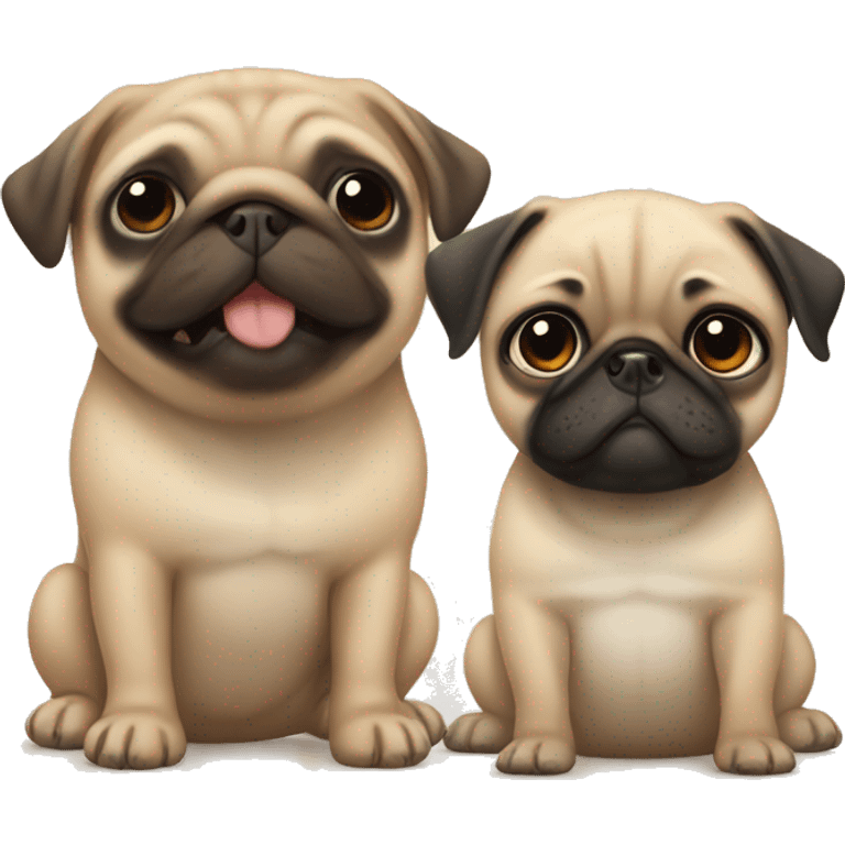 Baby pug next to adult pug tan emoji