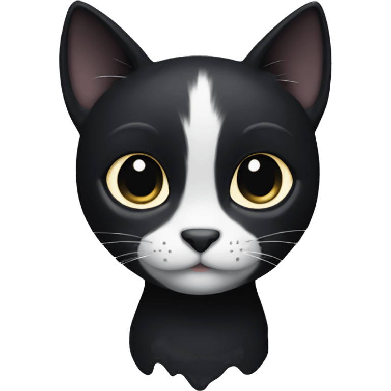 Black cat that is fully black except for a small white spot on its chest emoji