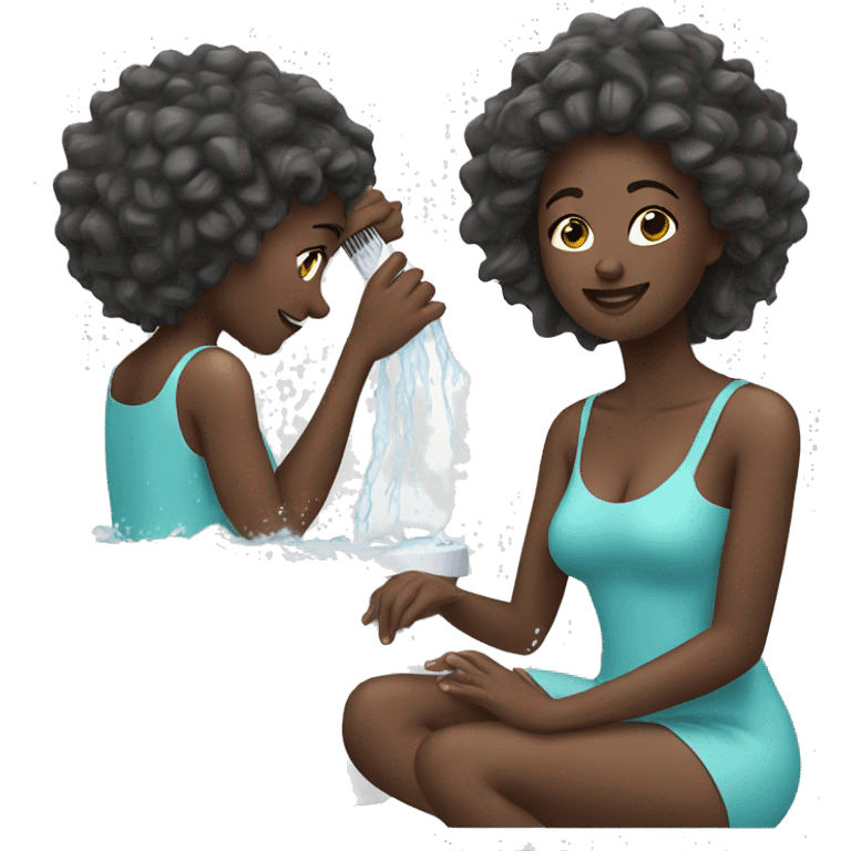 Mix African woman washing hair emoji