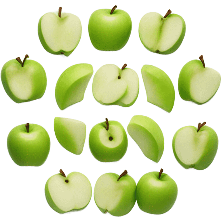 Cut up green apple on a plate emoji