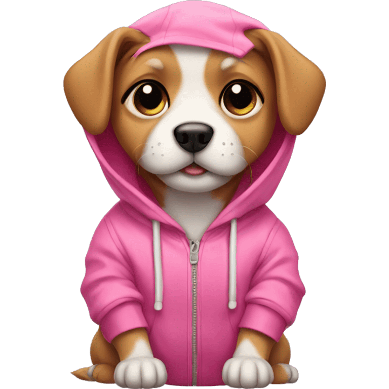 Cute dog with pink hoodie  emoji