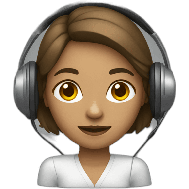 Mulher Loira usando headset emoji