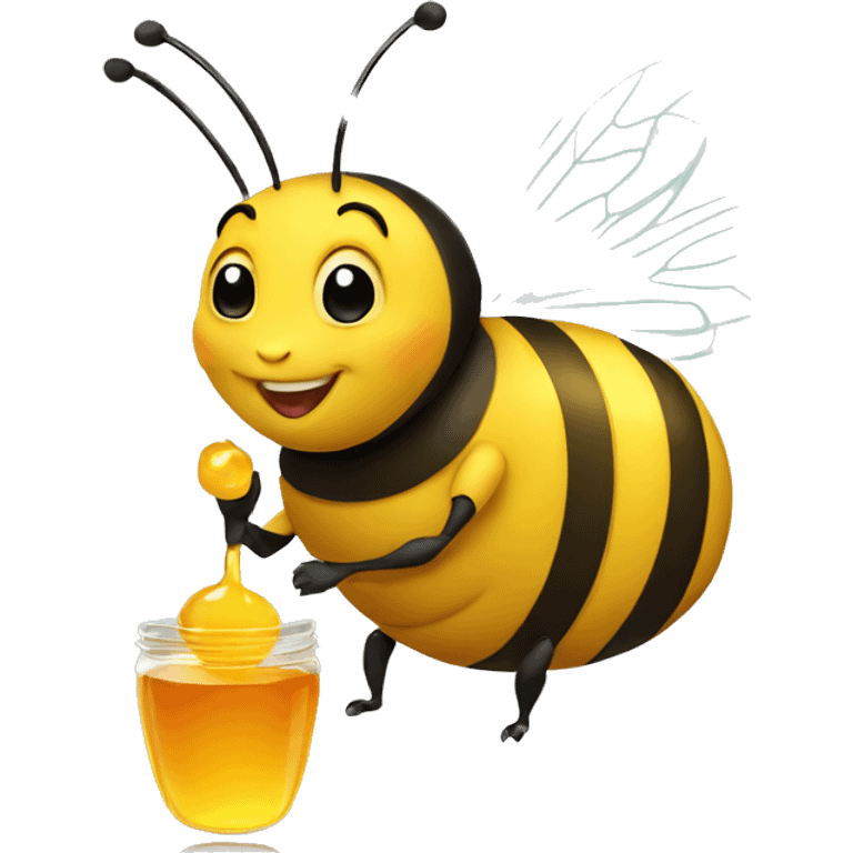 a happy and fat bee drinking honey emoji