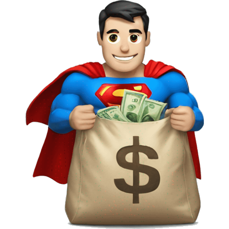 Superman with bag of money emoji