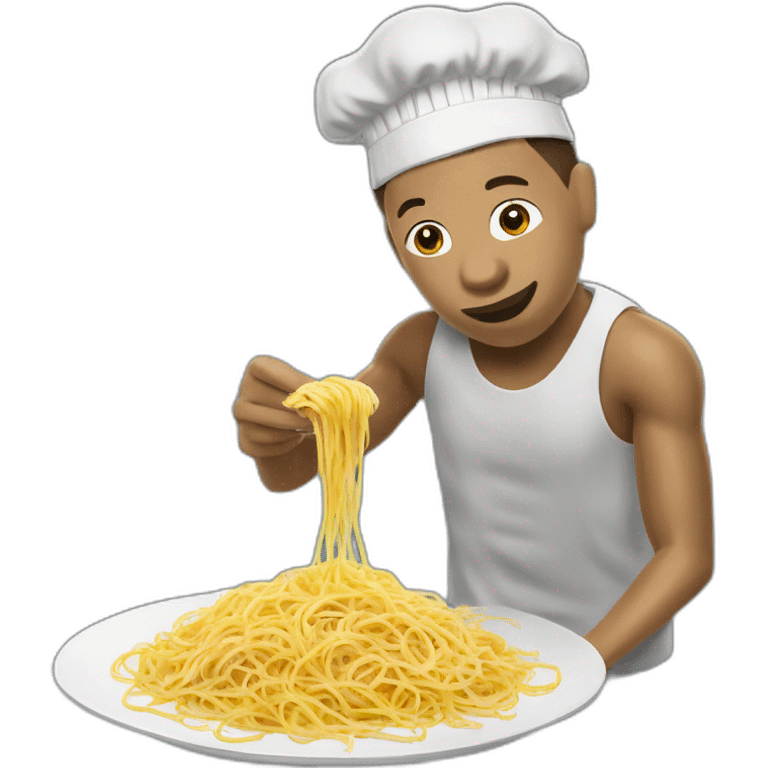 Mbappé qui mange des spaghettis emoji