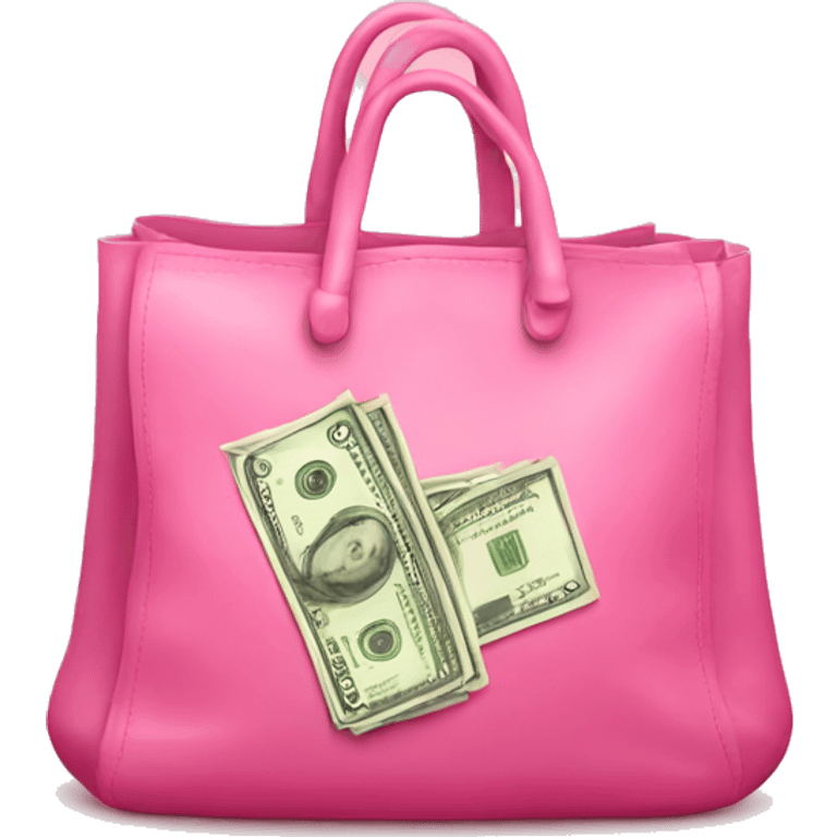 pink bag with money emoji