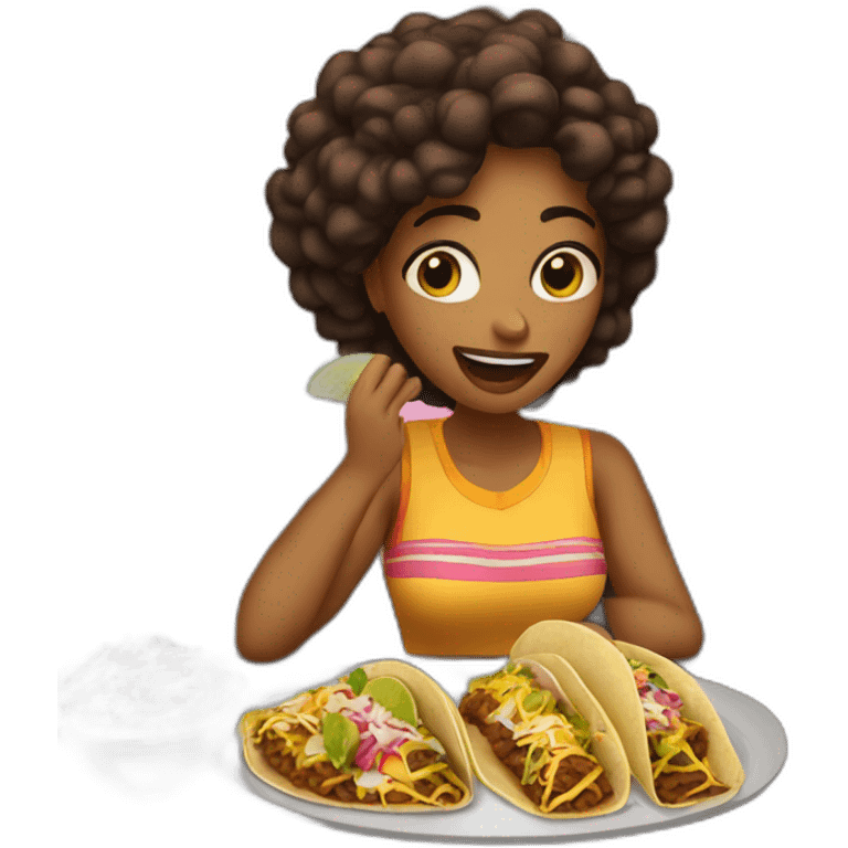 A girl eating à tacos in à car emoji