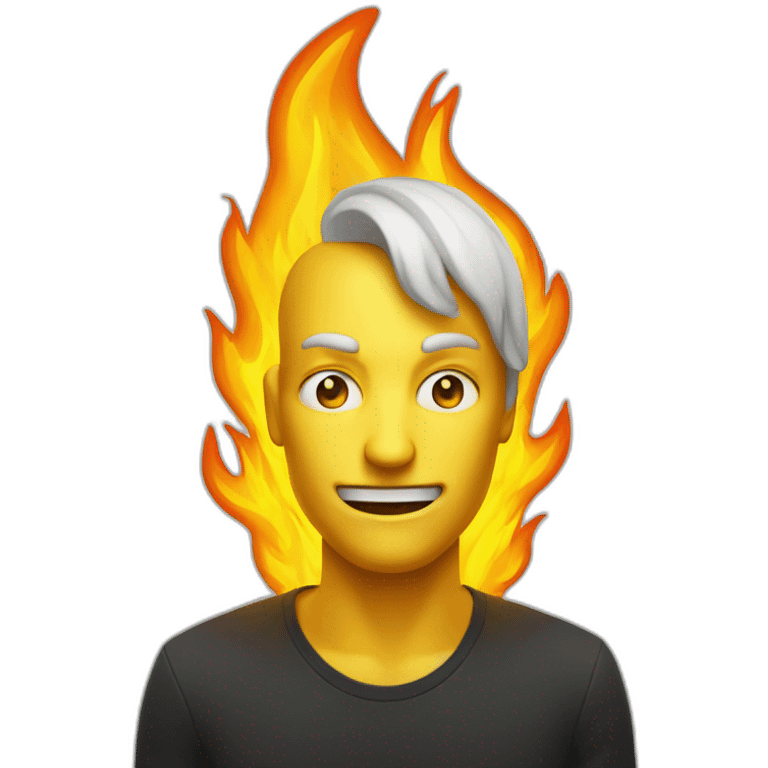 Un visage jaune qui est on fire emoji