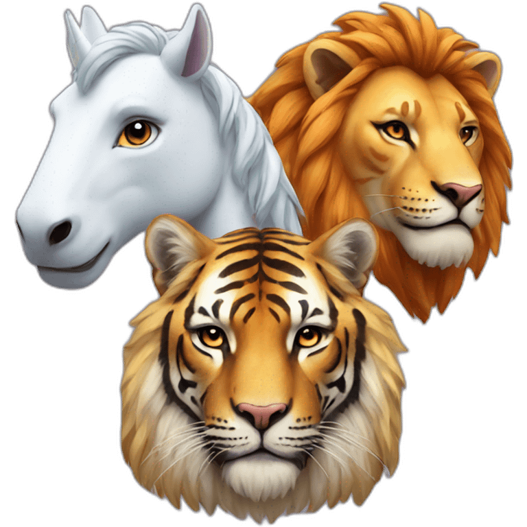 unicorn + tiger + lion emoji