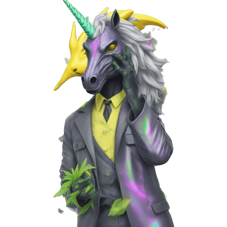 420 .Zombie_ Vaporwave black holographic oilslick zombie dragon unicorn person smoking yellow caution tape hemp leaves unicorn Pegasus hemp plants emoji