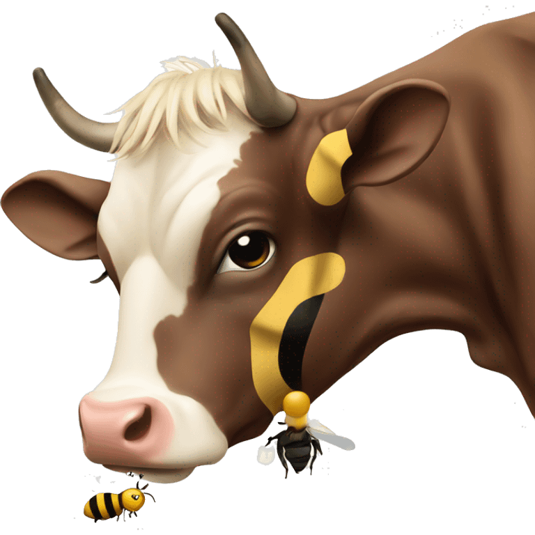 cow making out with a bee emoji