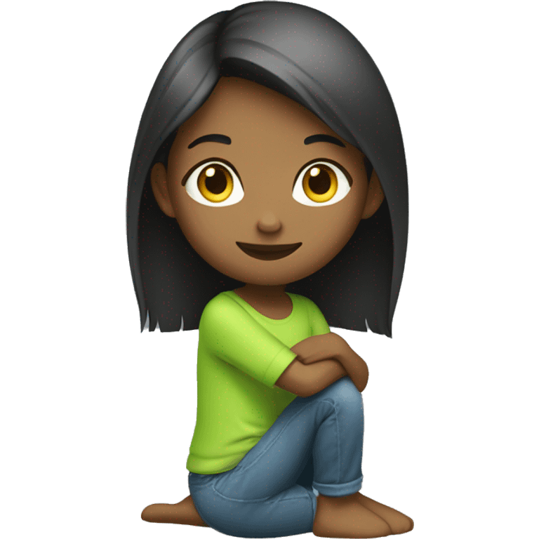 Girl kneeling wearing a lime green shirt  emoji