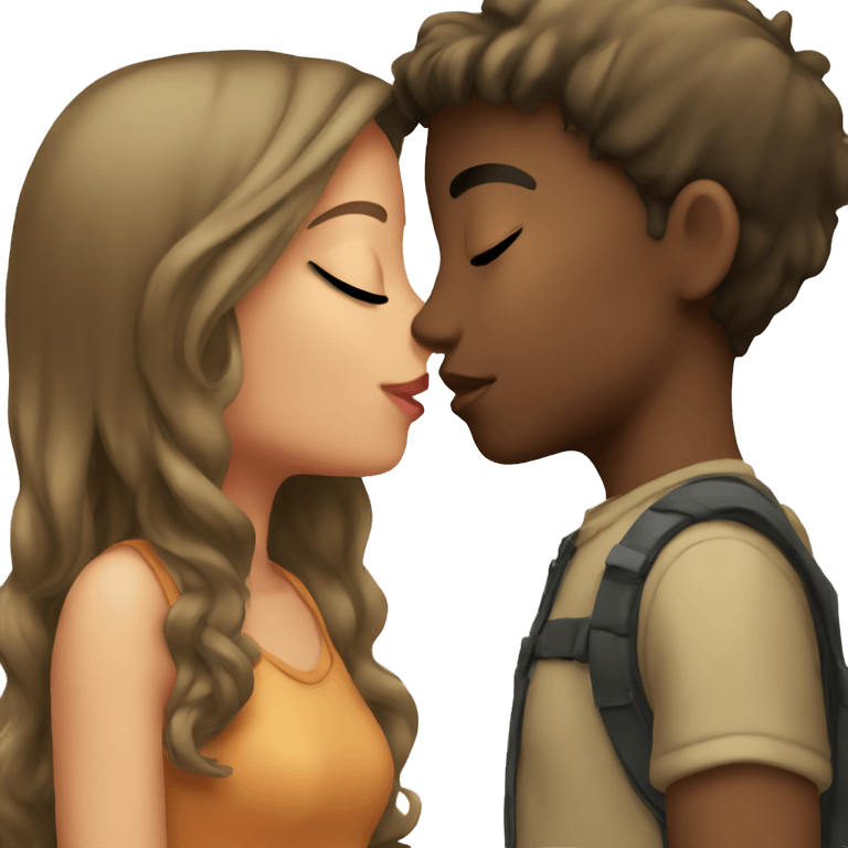 girl kissing boy emoji