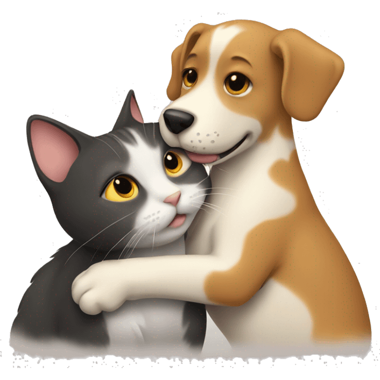 Dog and cat hugging emoji