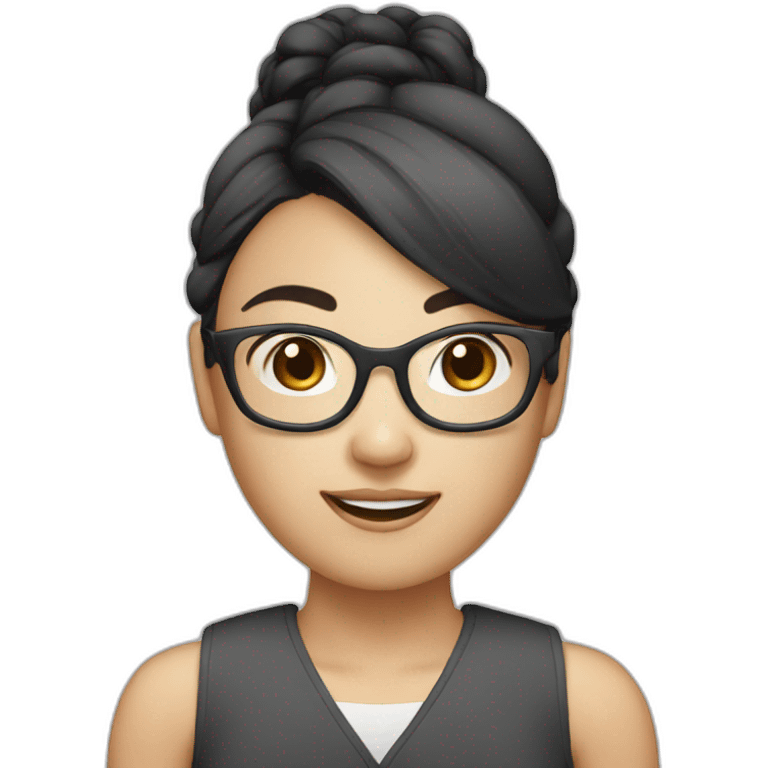 asian woman 32 years old with pony tail and glasses emoji