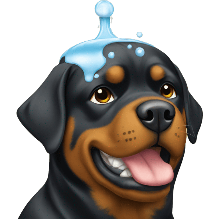 Rottweiler with Shampoo on his Head emoji