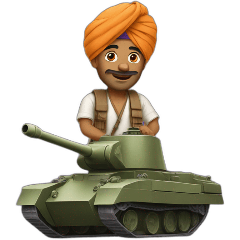 Indian man in a turban rides a tank emoji