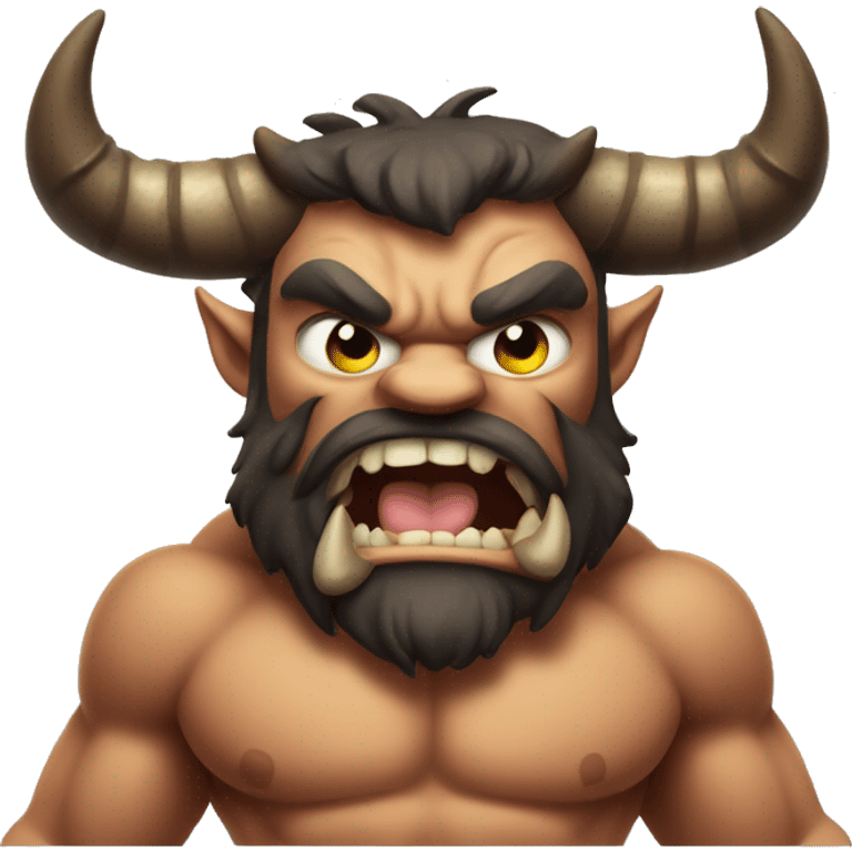  a muscular, demonic-looking bull-like creature, with beard and horns holding 2 thumbs up emoji