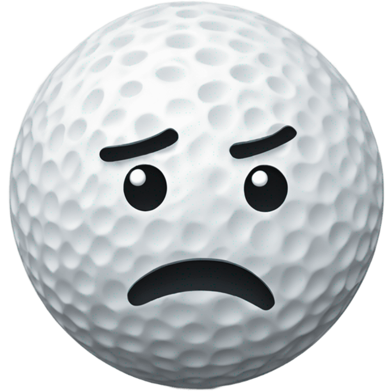 Golf ball with frowny face emoji