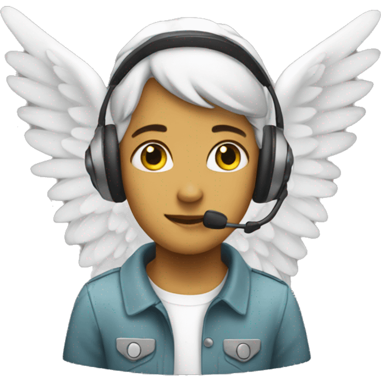 Angel wearing a headset emoji