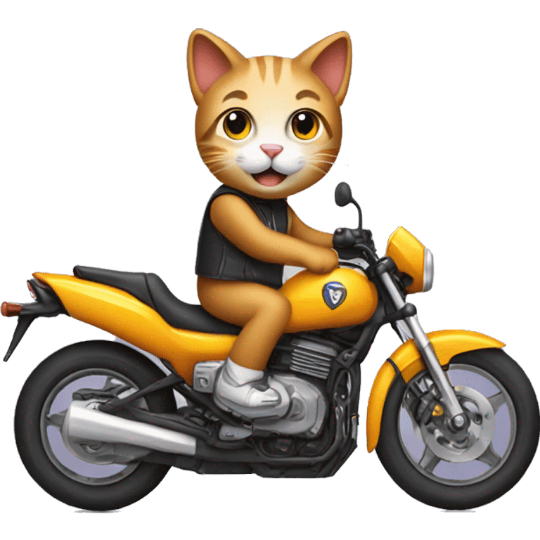 a cat riding a sport motorcycle  emoji