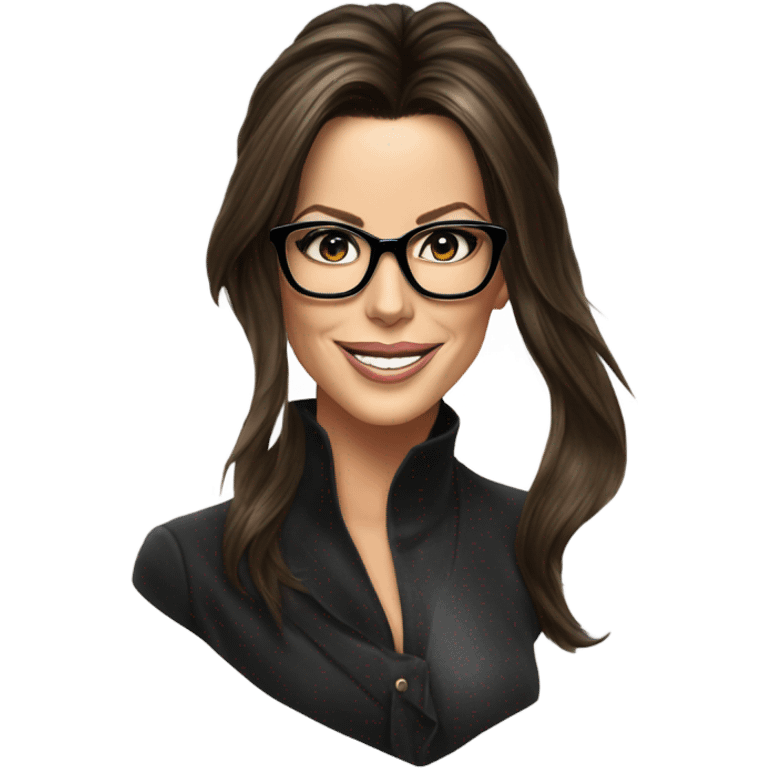 Kate Beckinsale, glasses, happy new year emoji