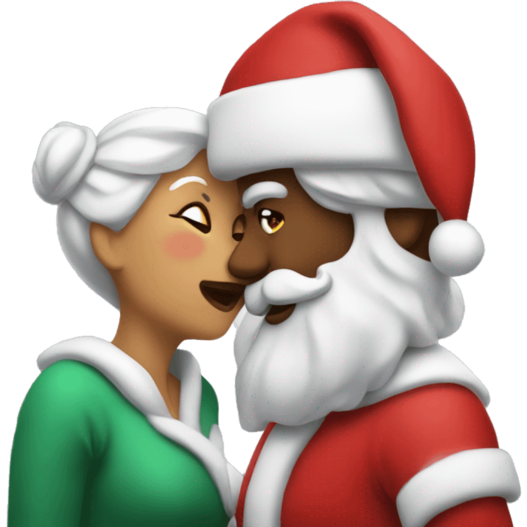 Santa kissing Mrs claus emoji