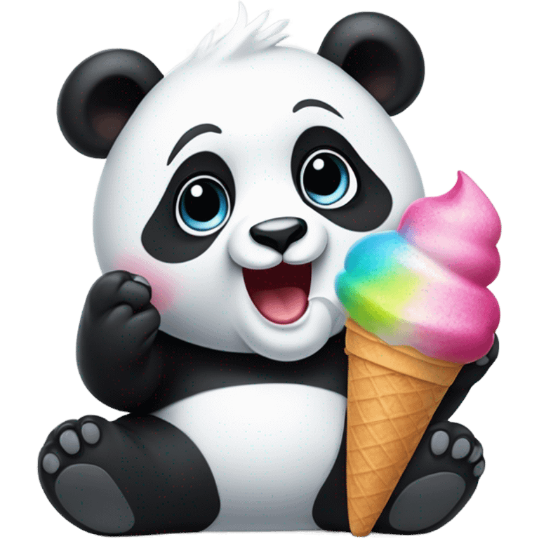 Panda eating ice cream emoji