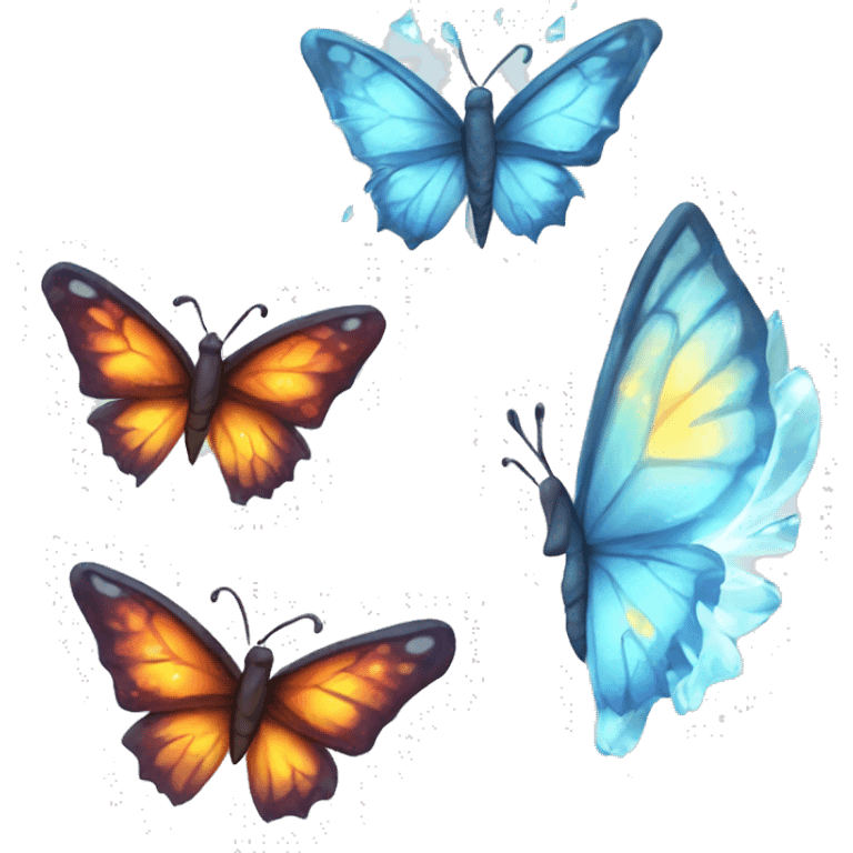 Ice butterfly, shine butterfly and a fire butterfly  emoji