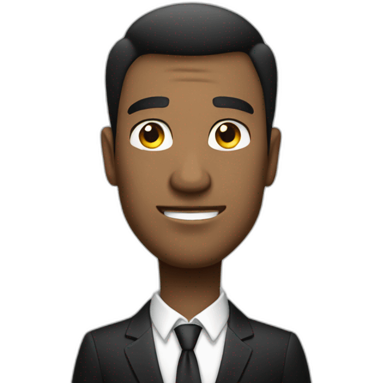 a cartoon looking handsome man in black suit with white background emoji