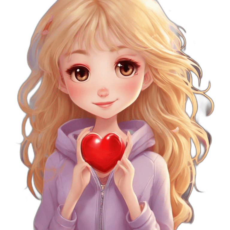 Girl with blonde hair and a heart emoji