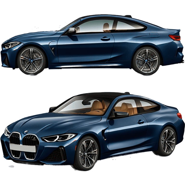 2021 BMW M440i with a dark blue exterior and cognac interior emoji