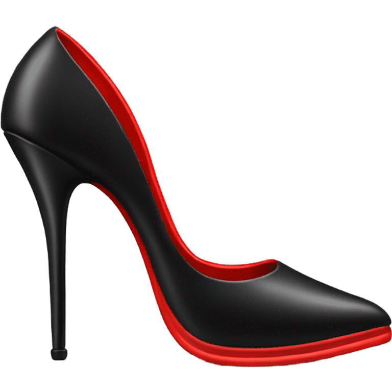 Black high heel stiletto with a red under sole emoji