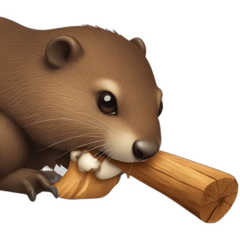 Beaver biting wood emoji