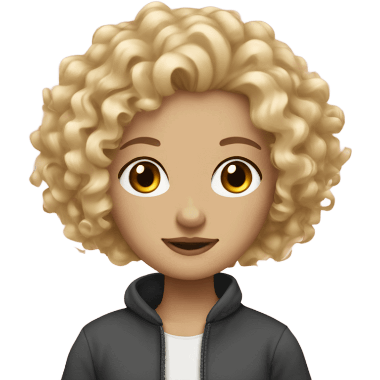 curly hair girl white skin blonde hair  emoji