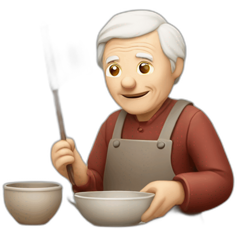 old man with latvian flag making dishes from clay emoji